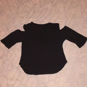 Black shoulder cut t shirt